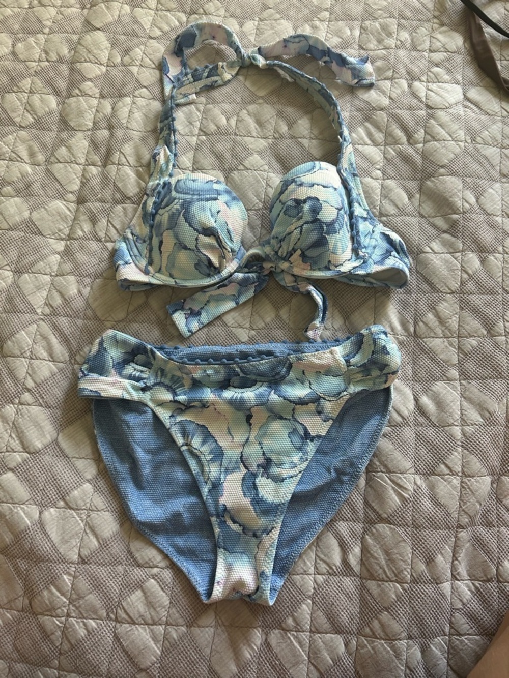 Tommy Bahama Light Blue Floral Halter Bikini Set